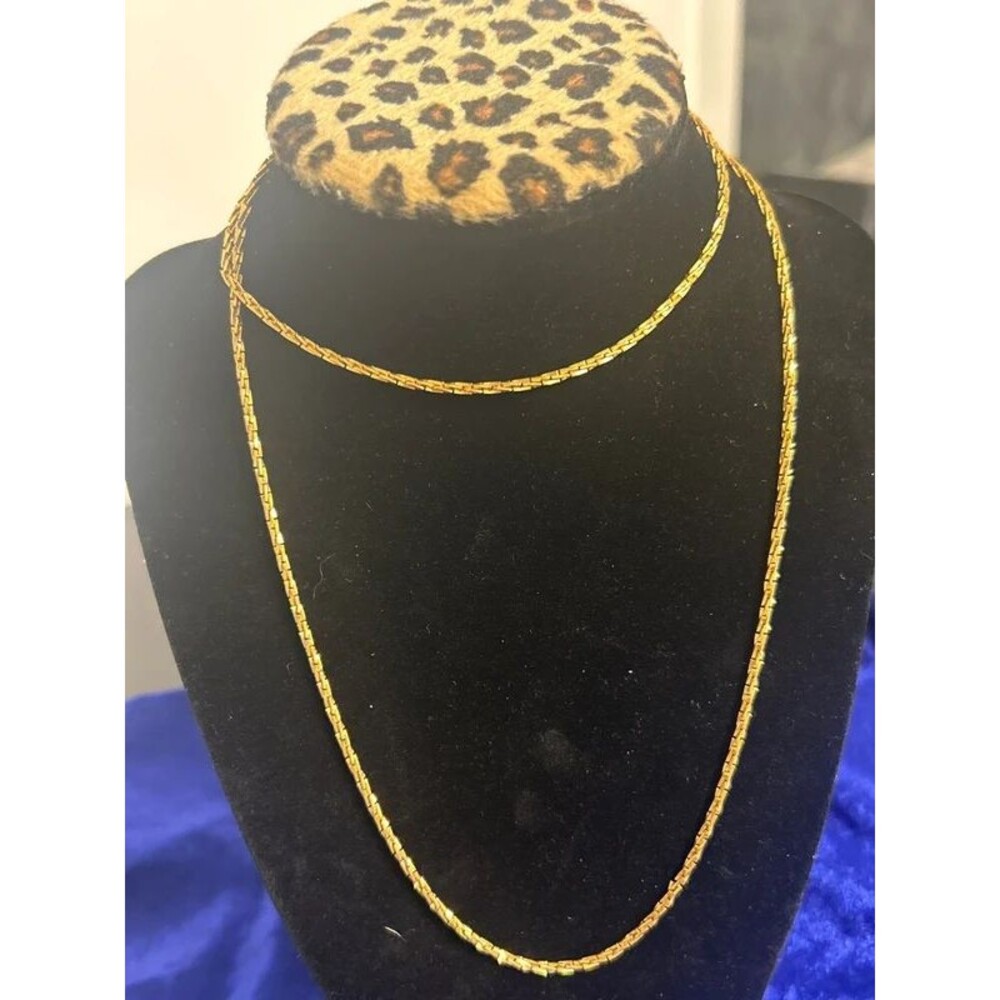 Vintage Signed Trifari Gold Tone 28” Chain Necklace